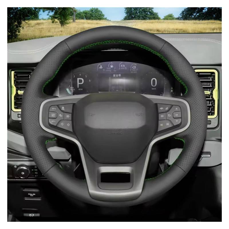 Auto Lenkradabdeckung Lenkradbezug Aus Mikrofaser-Leder Für Ford Für Bronco 2021 2022 2023 2024, Handgenähter Autobezug(Design 3) von KZZYPJ