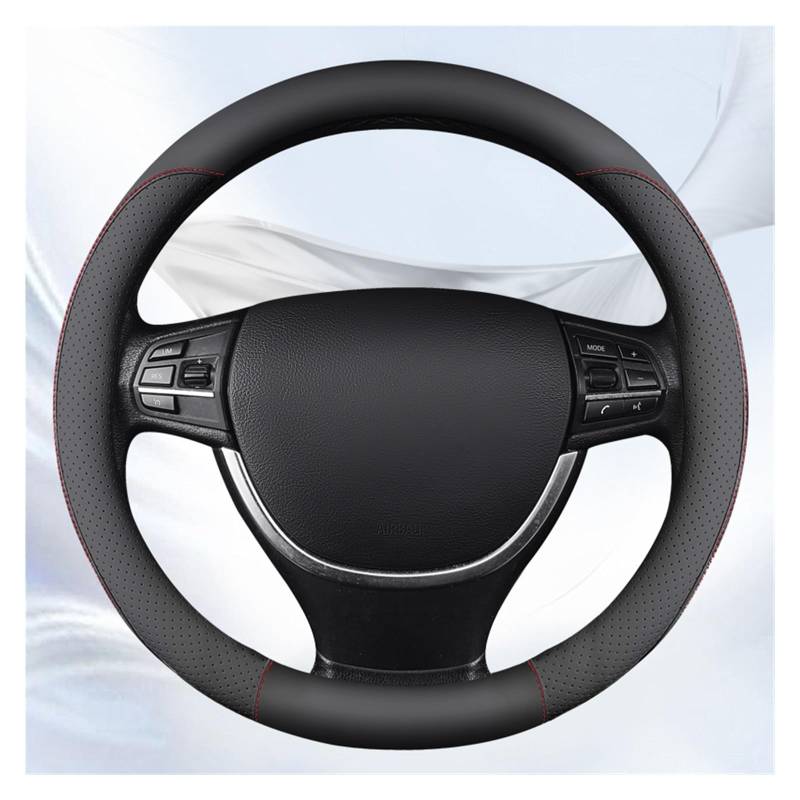 Auto Lenkradabdeckung Lenkradbezug Aus Perforiertem Leder Bequem Atmungsaktiv Und Verschleißfest Passend Für 14.5-15 Zoll Große Lenkräder(Black) von KZZYPJ