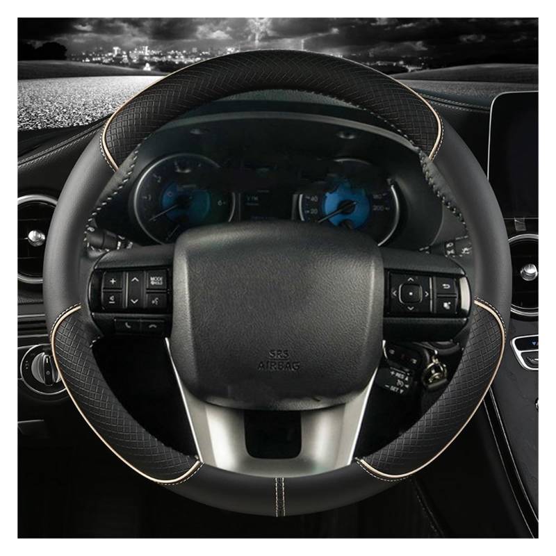 Auto Lenkradabdeckung Mikrofaser-Leder-Auto-Lenkradabdeckung Für Toyota Für Fortuner 2016-2019 2021 Für Hilux 2015-2019 2020 2022(BEIGE) von KZZYPJ