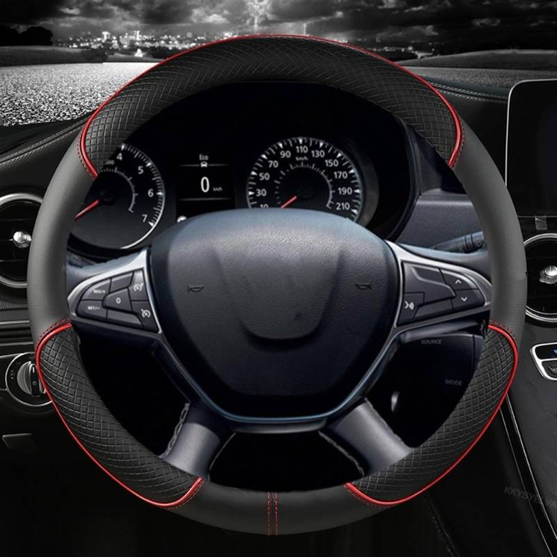 Auto Lenkradabdeckung PU-Leder-Auto-Lenkrad-Abdeckung Zubehör Für Dacia Für Sandero Für Stepway Für Crossover(RED) von KZZYPJ