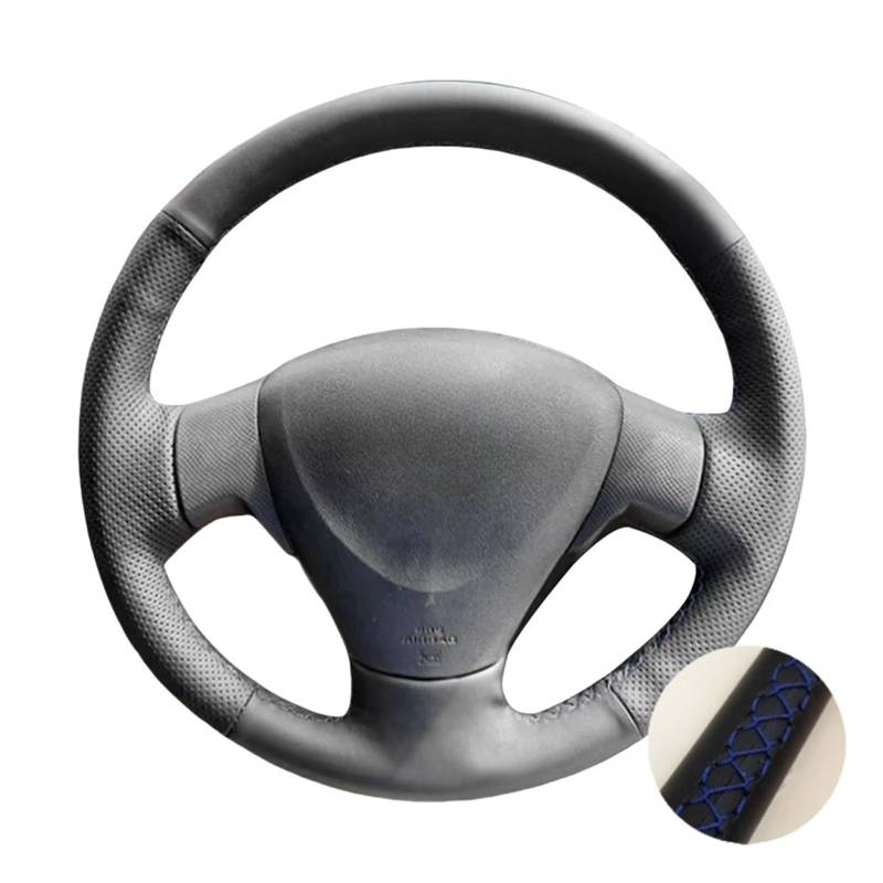 Auto Lenkradabdeckung Schwarze Mikrofaser-Leder-Lenkradabdeckung Für Toyota Für Corolla 2006-2010 Für Matrix 2009 Für Auris 2007-2009(Blue Thread) von KZZYPJ