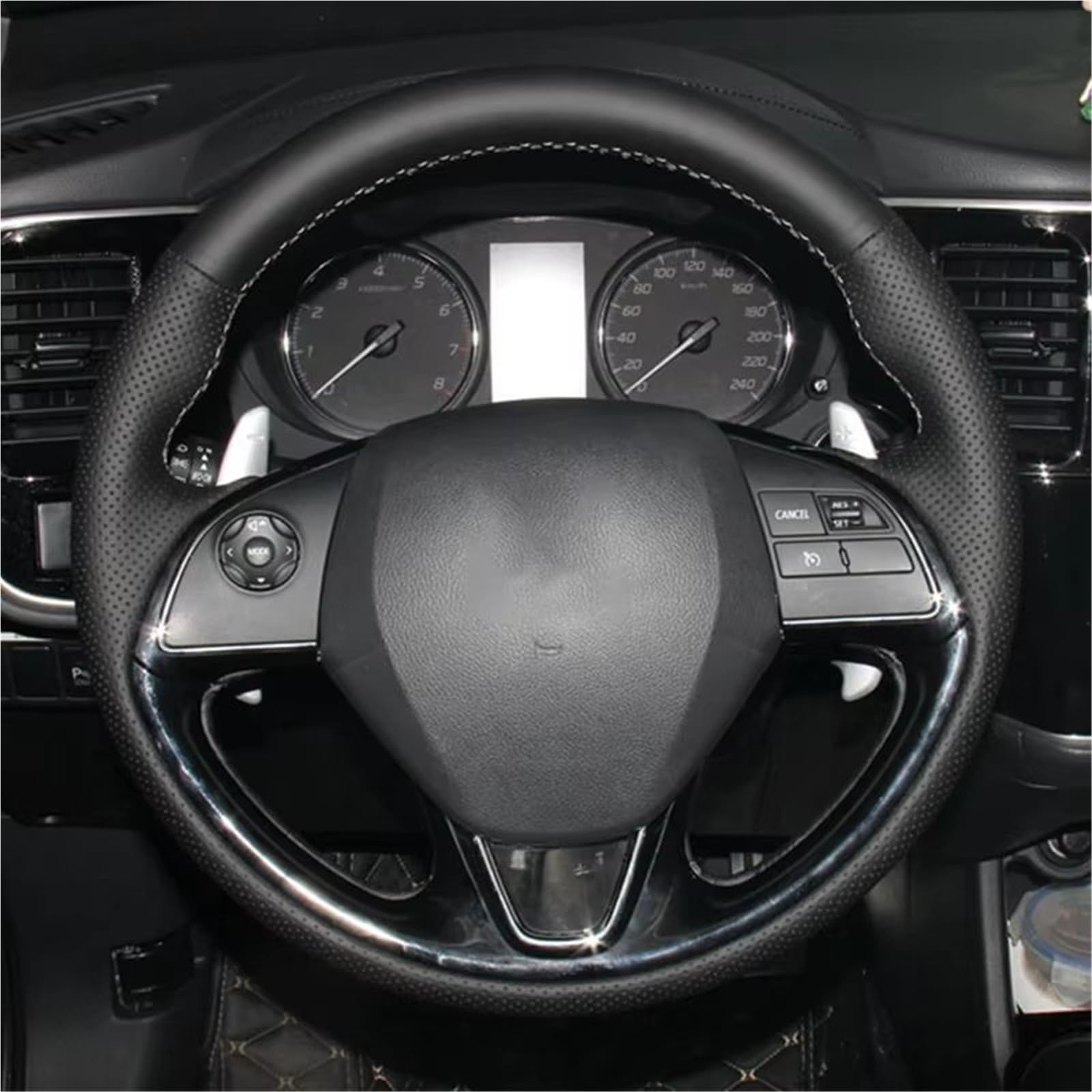 Auto-Lenkradbezug Auto Lenkrad Abdeckung Auto Innen Zubehör Künstliche Leder Anti-Slip Geflecht Für Outlander 2015(Gray Thread) von KZZYPJ