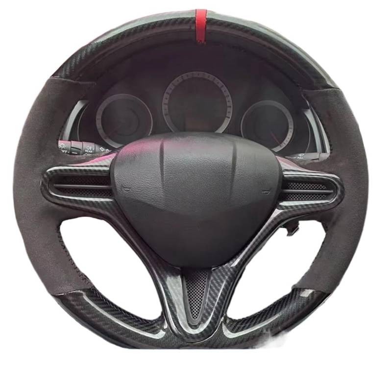 Auto-Lenkradbezug Auto Lenkrad Abdeckung Hand Nähen Carbon Faser Leder Für Civic Für Alte Für Civic 2006 2007 2008 2009 2010 2011(Light Blue Thread) von KZZYPJ