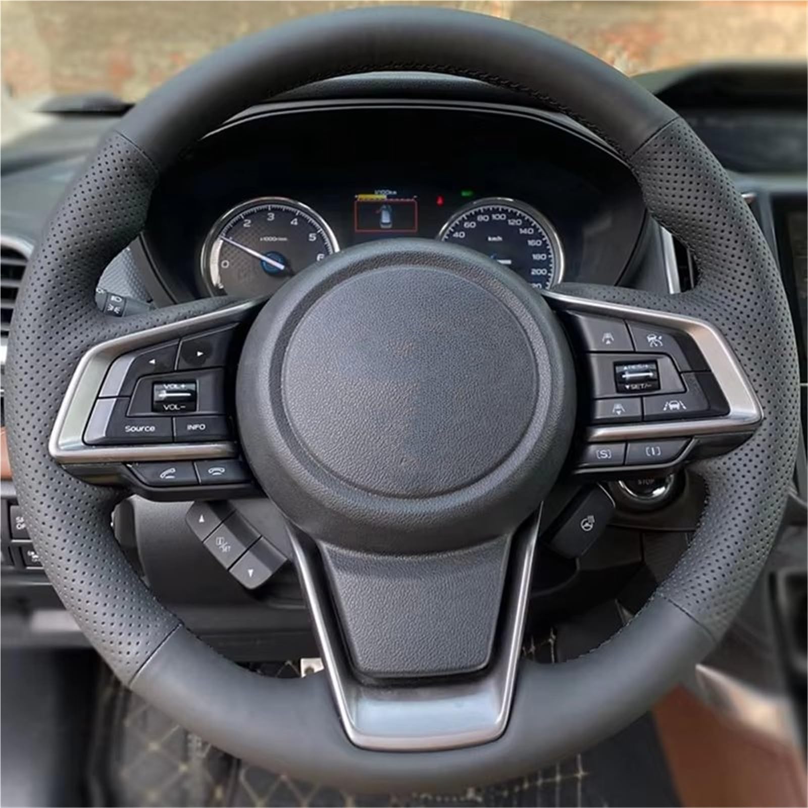 Auto-Lenkradbezug Auto Lenkrad Abdeckung Künstliche Leder Für Subaru Für Forester 2013 2014 2015 Für Legacy 2013-2014 Für Outback 2013-2014 Für XV 2013(Red Thread) von KZZYPJ