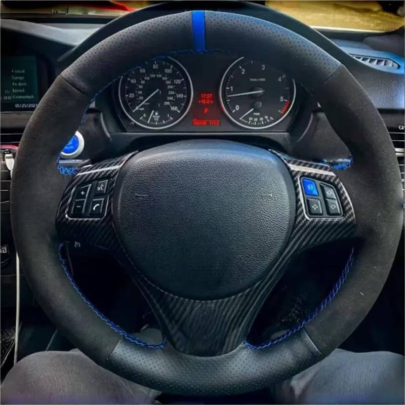 Auto-Lenkradbezug Auto Lenkrad Abdeckung Leder Lenkrad Abdeckung Wrap Auto Innen Zubehör Für Sport Für M3 Für E87 Für E81(Light Blue Thread) von KZZYPJ