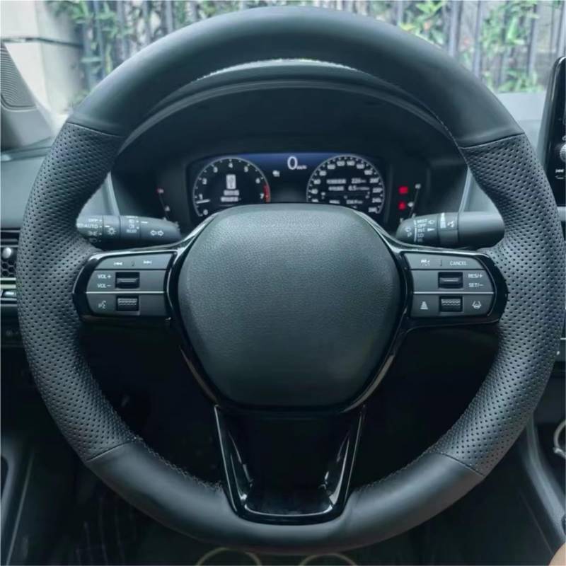 Auto-Lenkradbezug Auto Lenkrad Geflecht Abdeckung Hand Nähen Mikrofaser Leder Für Civic 2023 Für CRV Für CR-V Für Accord Für ZR-V 2022 2023(Red Thread) von KZZYPJ