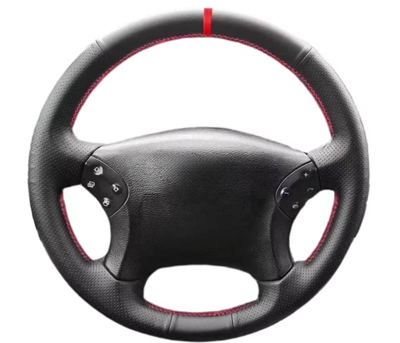 Auto-Lenkradbezug Auto Lenkrad Leder Abdeckung Hand Geflecht Auf Lenkrad Für Benz Für C-Klasse Für W203 2001 2002 2003 2004 2005 2006 2007(White Thread) von KZZYPJ