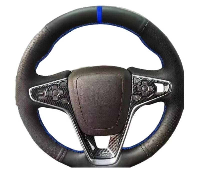 Auto-Lenkradbezug Auto-Lenkradabdeckung Perforiertes Leder Blaue Linienstreifen Für Buick Für Regal Für GS 2014 2015 2016 2017(Yellow Thread) von KZZYPJ