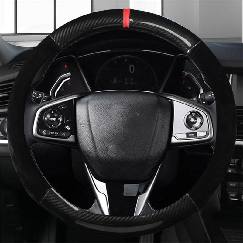 Auto-Lenkradbezug Carbon Fiber + Leder Auto Lenkrad Abdeckung Auto Zubehör Für Civic 2016 2017 2018 2019 2020 2021 2022(A) von KZZYPJ