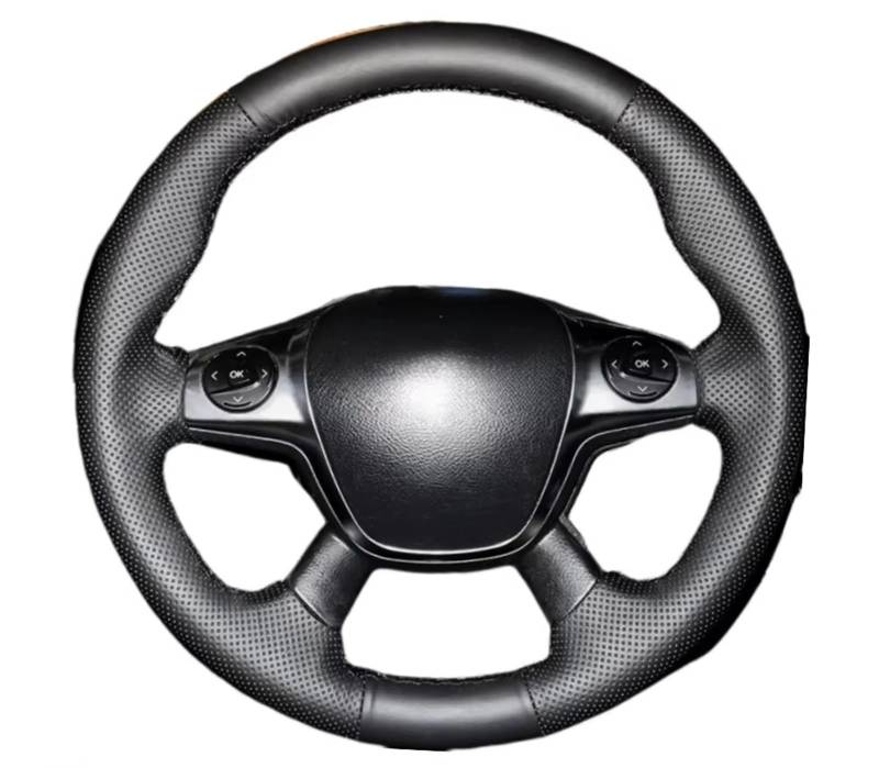 Auto-Lenkradbezug Geflochtenes Lenkrad, Handgenähtes Leder-Lenkradbezug Für Ford Für Focus 3 2012 Für C-MAX 2011 Für KUGA Für Escape 2013 2014 2015 2016(3 Colors Thread) von KZZYPJ