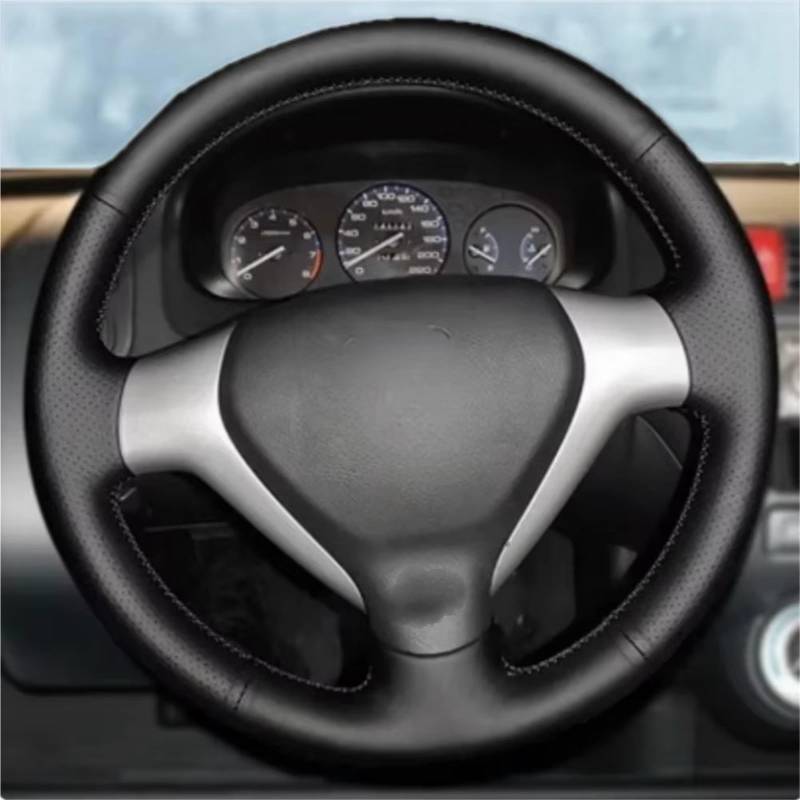 Auto-Lenkradbezug Schwarz Auto Lenkrad Abdeckung Mikrofaser Leder Atmungsaktive Automotor Zubehör Für Jazz Für Fit 2005 2006 2007 2008(Yellow Thread) von KZZYPJ