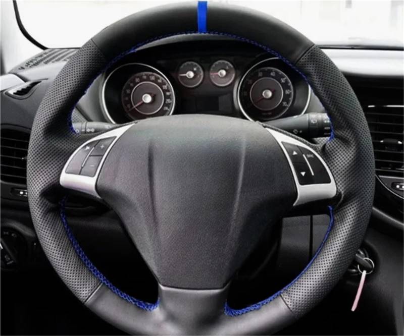 Auto-Lenkradbezug Zöpfe Am Lenkrad Lenkrad-Lederbezug Für FIAT Für Bravo Für Doblo Für Grande Für Punto Für Qubo Für Linea(3 Colors Thread) von KZZYPJ