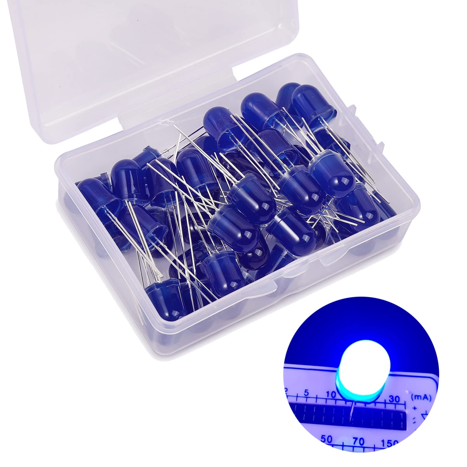 10mm LED Leuchtdiode, 40 Stück Blau LED Dioden, 10 mm LED Sortimentskits für Wissenschaftsprojekte, Schulen und Heimwerkerprojekte (10 mm 40 Stück) von Ka wah core
