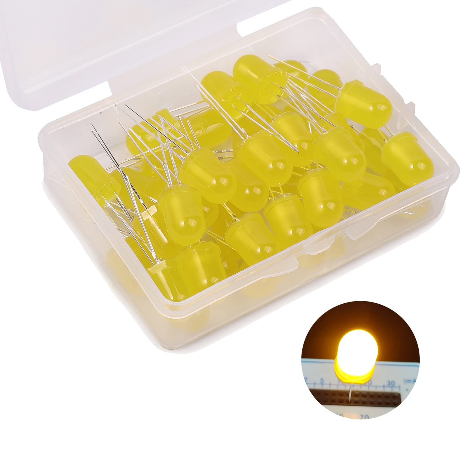 10mm LED Leuchtdiode, 40 Stück Gelb LED Dioden, 10 mm LED Sortimentskits für Wissenschaftsprojekte, Schulen und Heimwerkerprojekte (10 mm 40 Stück) von Ka wah core