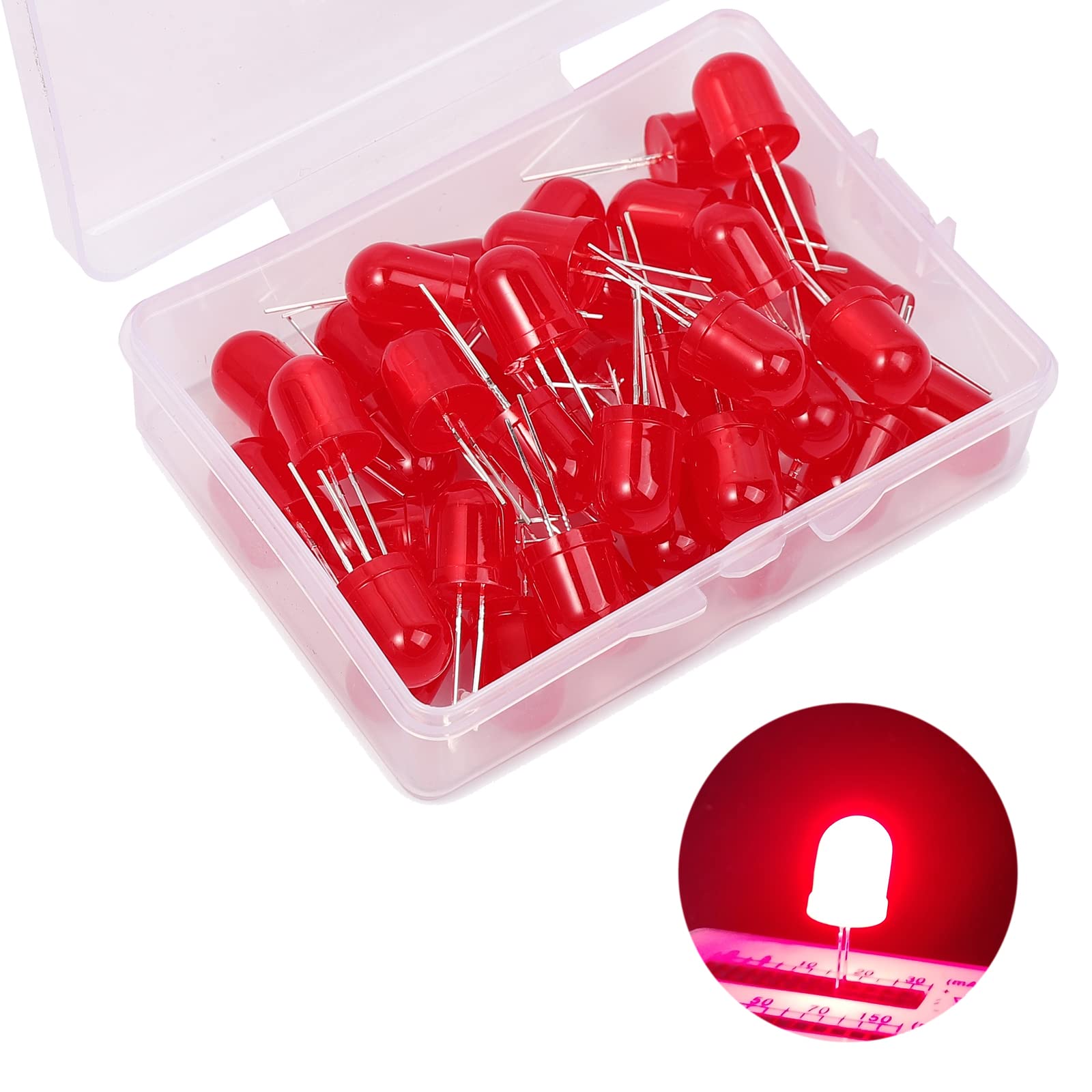 10mm LED Leuchtdiode, 40 Stück Rot LED Dioden, 10 mm LED Sortimentskits für Wissenschaftsprojekte, Schulen und Heimwerkerprojekte (10 mm 40 Stück) von Ka wah core