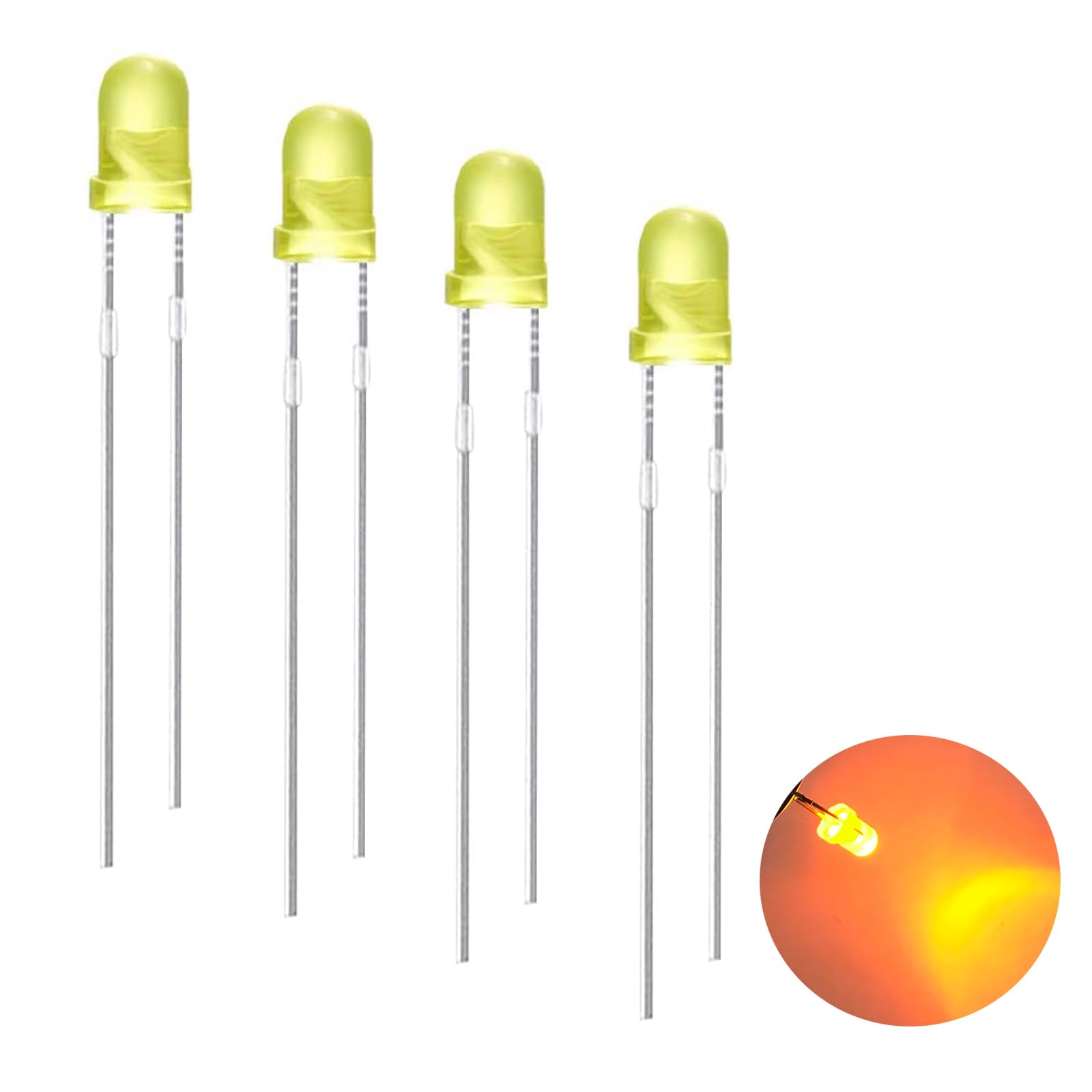 120 Stück 3mm LED Leuchtdioden, 2 Pin LED Dioden, Extra Hell 3 mm LED Sortiments kits, Diffus Dioden Set für Wissenschafts projekte, Heimwerkerprojekte (Gelb 120 Stück) von Ka wah core