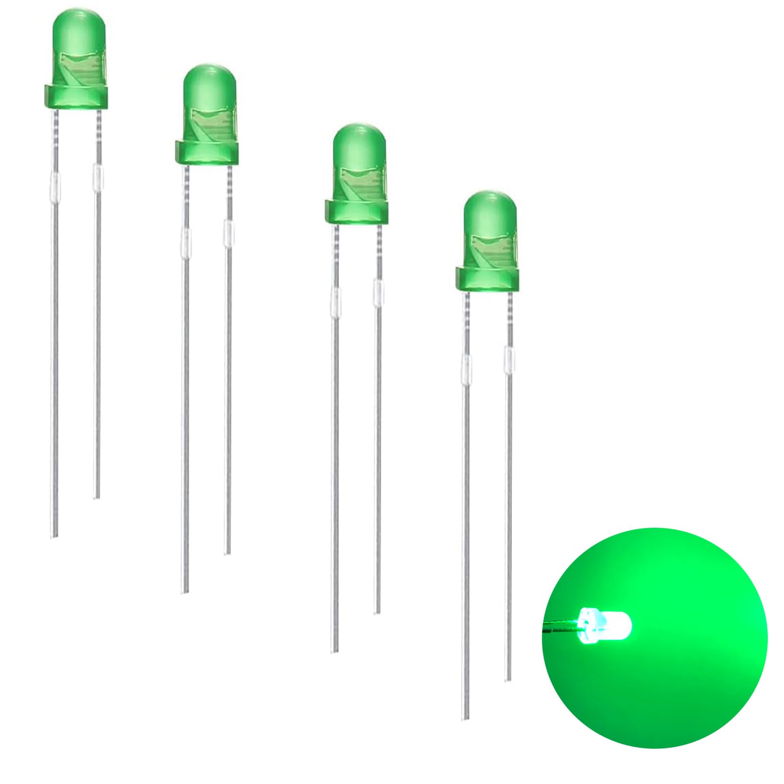 120 Stück 3mm LED Leuchtdioden, 2 Pin LED Dioden, Extra Hell 3 mm LED Sortiments kits, Diffus Dioden Set für Wissenschafts projekte, Heimwerkerprojekte (Grün 120 Stück) von Ka wah core