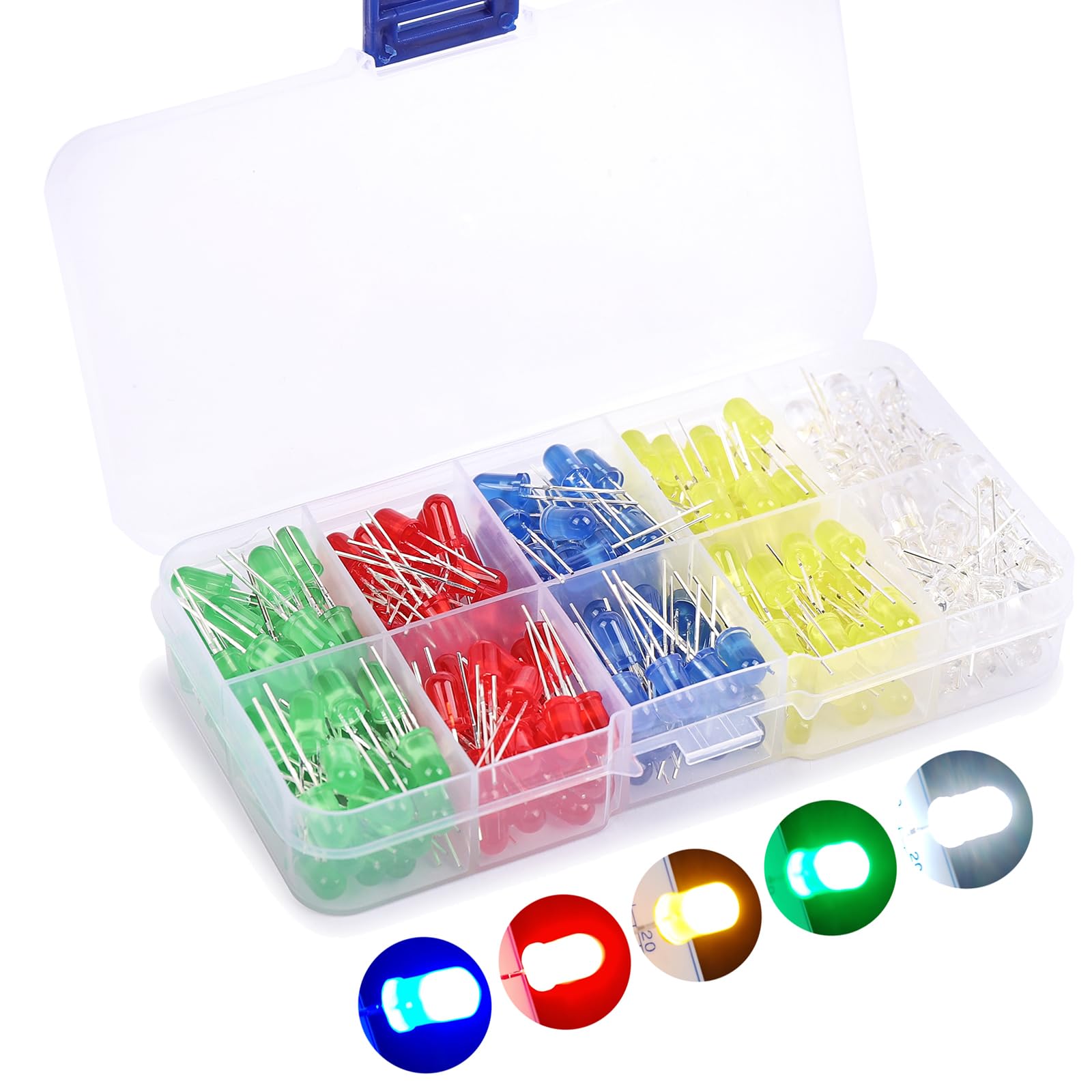 250 Stück LED Leuchtdiode, 5mm Led Leuchtdioden 3V, 5 mm LED Sortiment für Wissenschaftsprojekte, Schulen und Heimwerkerprojekte (5 mm 250 Stück) von Ka wah core