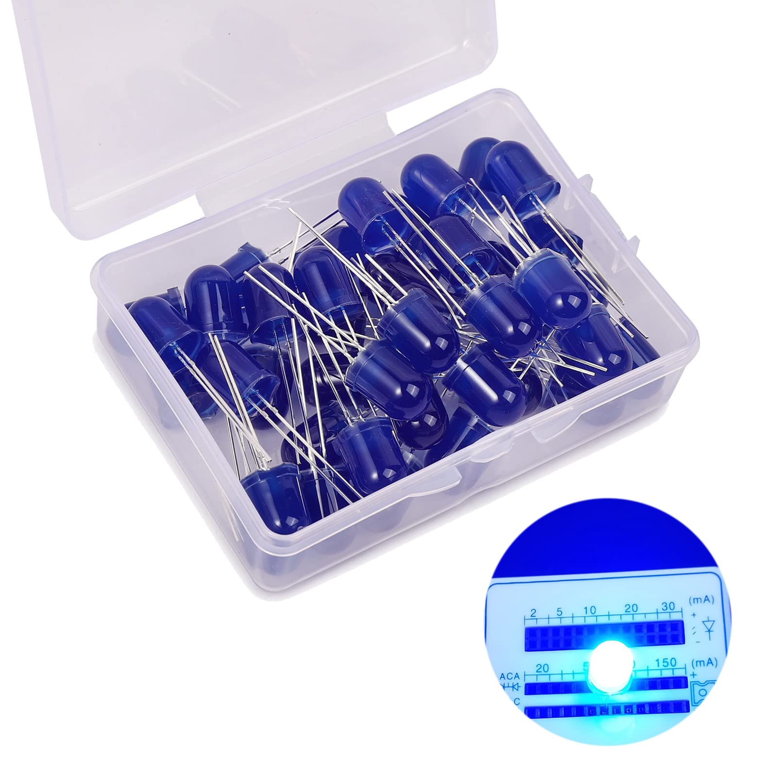 50 Stück 8mm LED Leuchtdioden, 2 Pin 3V LED Dioden, Extra Hell 8 mm LED Sortiments kits, Diffus Dioden Set für Wissenschafts projekte, Heimwerkerprojekte (Blau 50 Stück) von Ka wah core