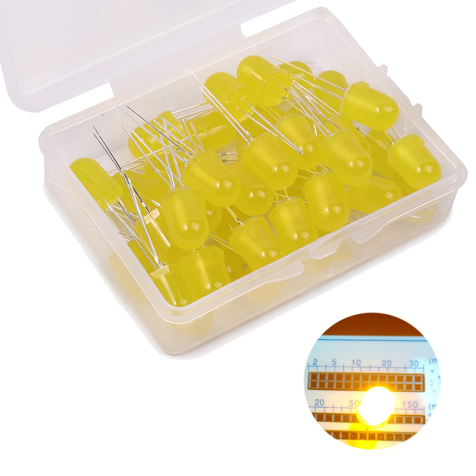 50 Stück 8mm LED Leuchtdioden, 2 Pin LED Dioden, Extra Hell 8 mm LED Sortiments kits, Diffus Dioden Set für Wissenschafts projekte, Heimwerkerprojekte (Gelb 50 Stück) von Ka wah core