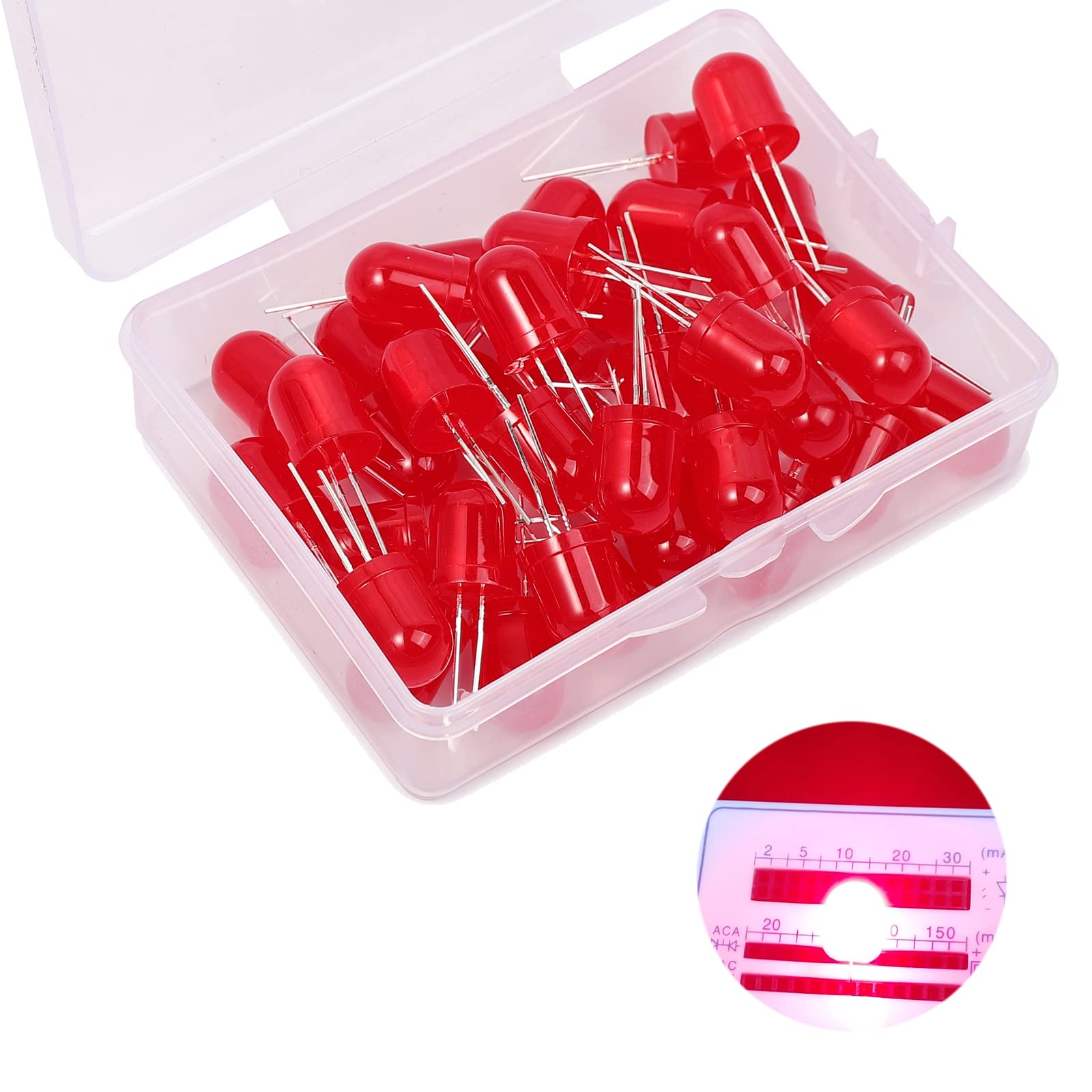 50 Stück 8mm LED Leuchtdioden, 2 Pin LED Dioden, Extra Hell 8 mm LED Sortiments kits, Diffus Dioden Set für Wissenschafts projekte, Heimwerkerprojekte (Rot 50 Stück) von Ka wah core