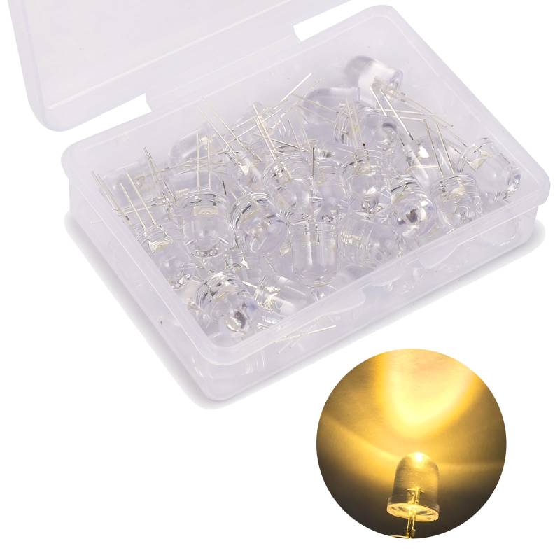 8mm LED Leuchtdioden, 50 Stück Led Diode Warmes Licht, 3V Extra Hell Led Leuchtdiode, für Wissenschaftliches Projekt, DIY, Elektronische Beleuchtungs komponenten, Warmweiß von Ka wah core