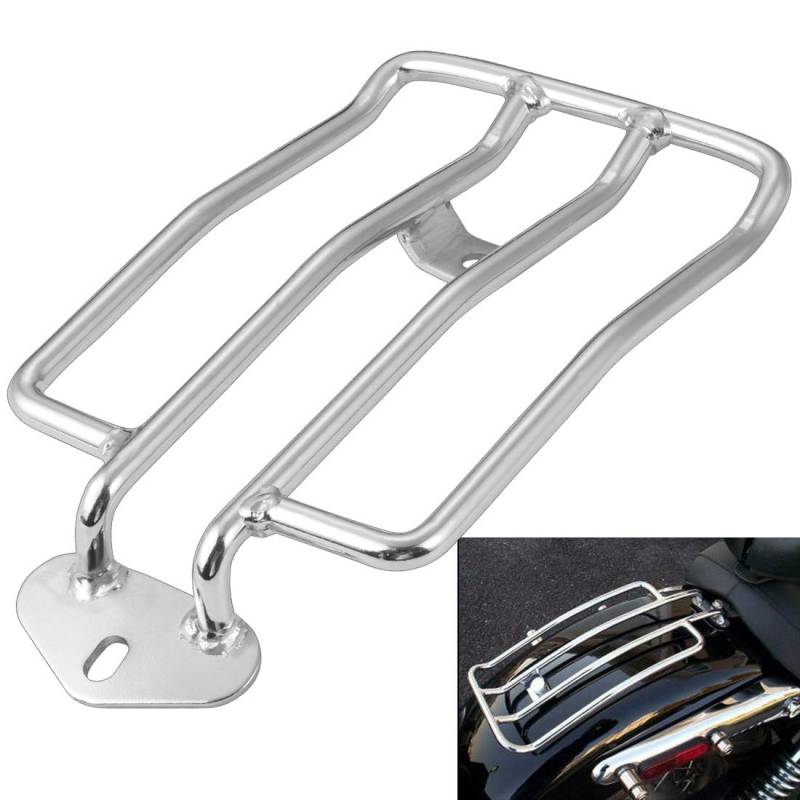 KATUR Motorrad Gepäckträger Unterstützung Regal Passt Hinten Solo Sitz 180mm (7 ") Silber Fit für Harley Harley XL Sportsters Eisen 48 883 XL1200 2004-2018 von KATUR