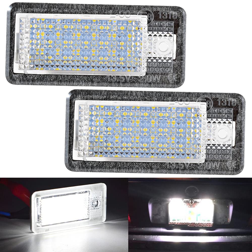 aTur 1 Paar Auto Kein CANBUS Fehler 18SMD LED License Kennzeichenbeleuchtung Lampe für A udi A3 S3 A4 S4 B6 B7 A6 S6 A8 Q7 von KATUR