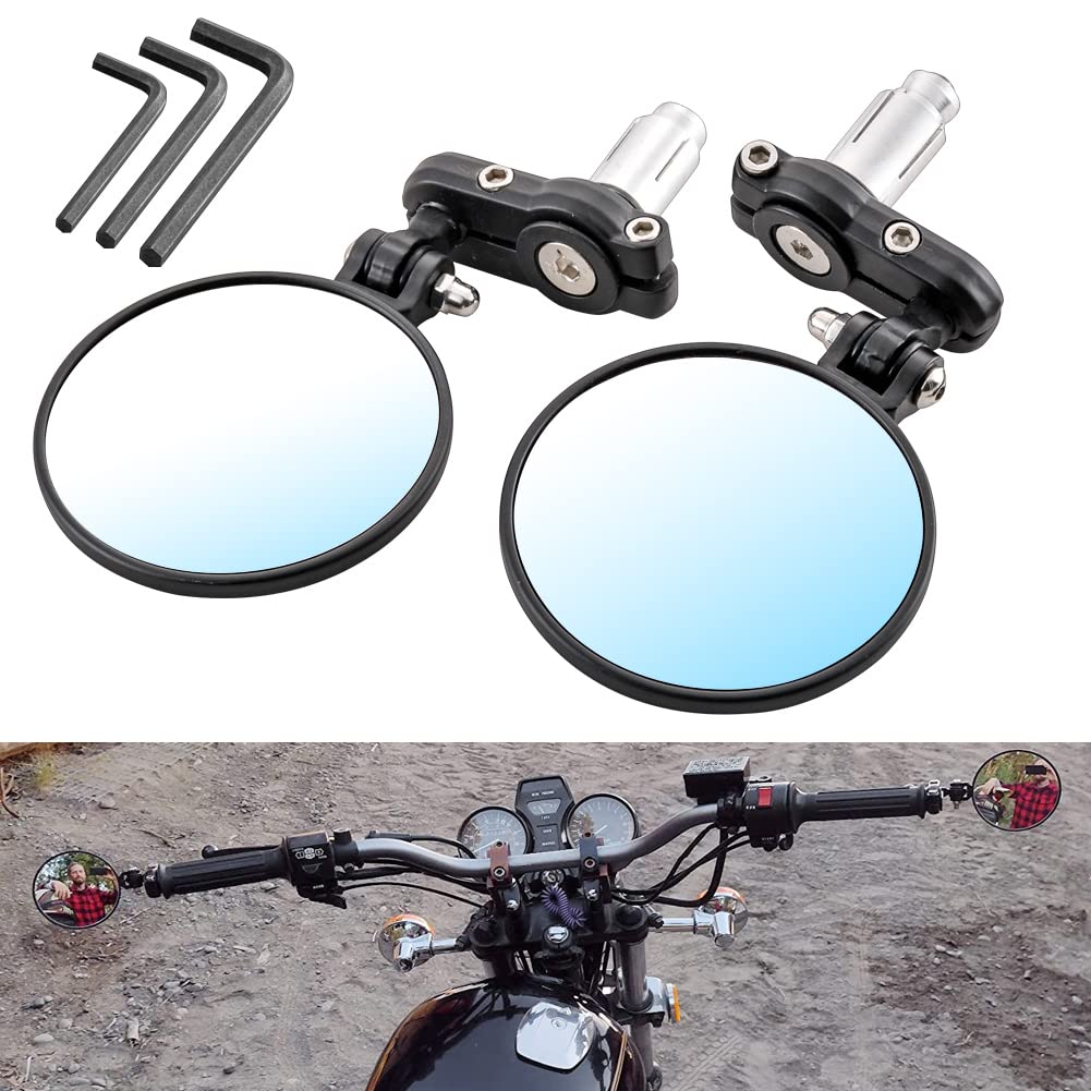KATUR Motorrad Rückspiegel Motorrad 7/8in 22mm Runde Lenkerende Rund Faltbare Blindsight Seite Konvexen Spiegel Für Harley Davidson Honda Inder Kawasaki Suzuki Triumph und Yamaha KATUR Motorrad Rückspiegel Motorrad 7/8in 22mm Runde Lenkerende Rund Faltbare Blindsight Seite Konvexen Spiegel Für Harley Davidson Honda Inder Kawasaki Suzuki Triumph und Yamaha von KATUR