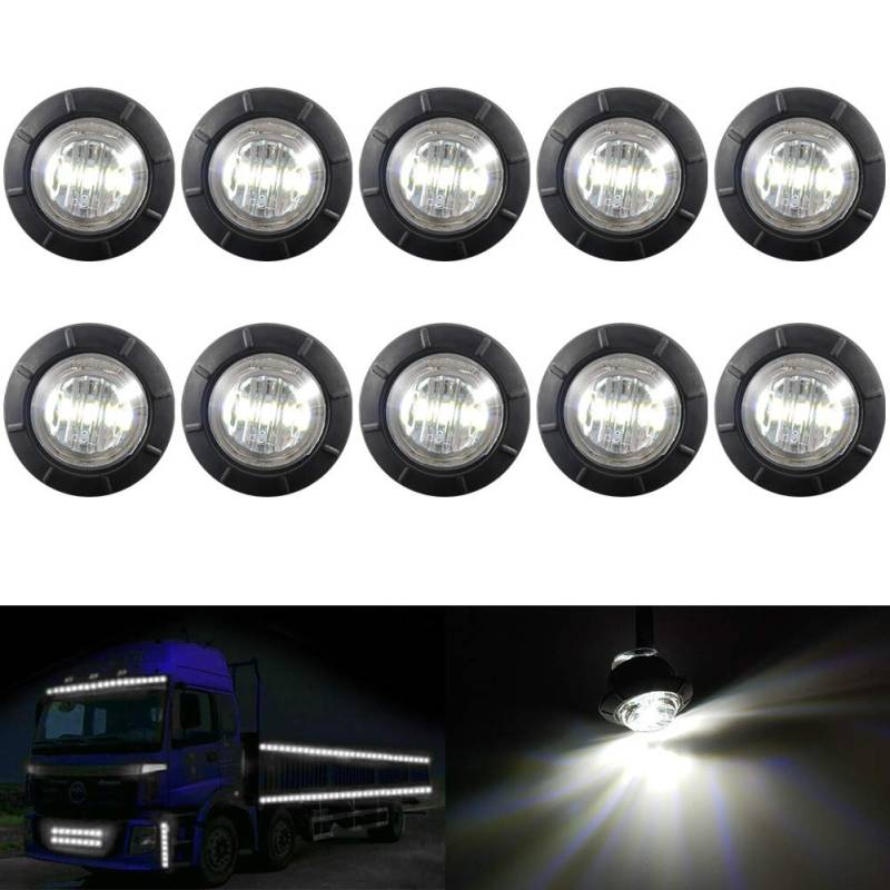 KATUR 3/4 "runde LED Vorne Hinten Seitenmarkierungsanzeigen Licht wasserdichte Kugel Abstand Licht 12 V für Auto LKW (Weiß) von KATUR