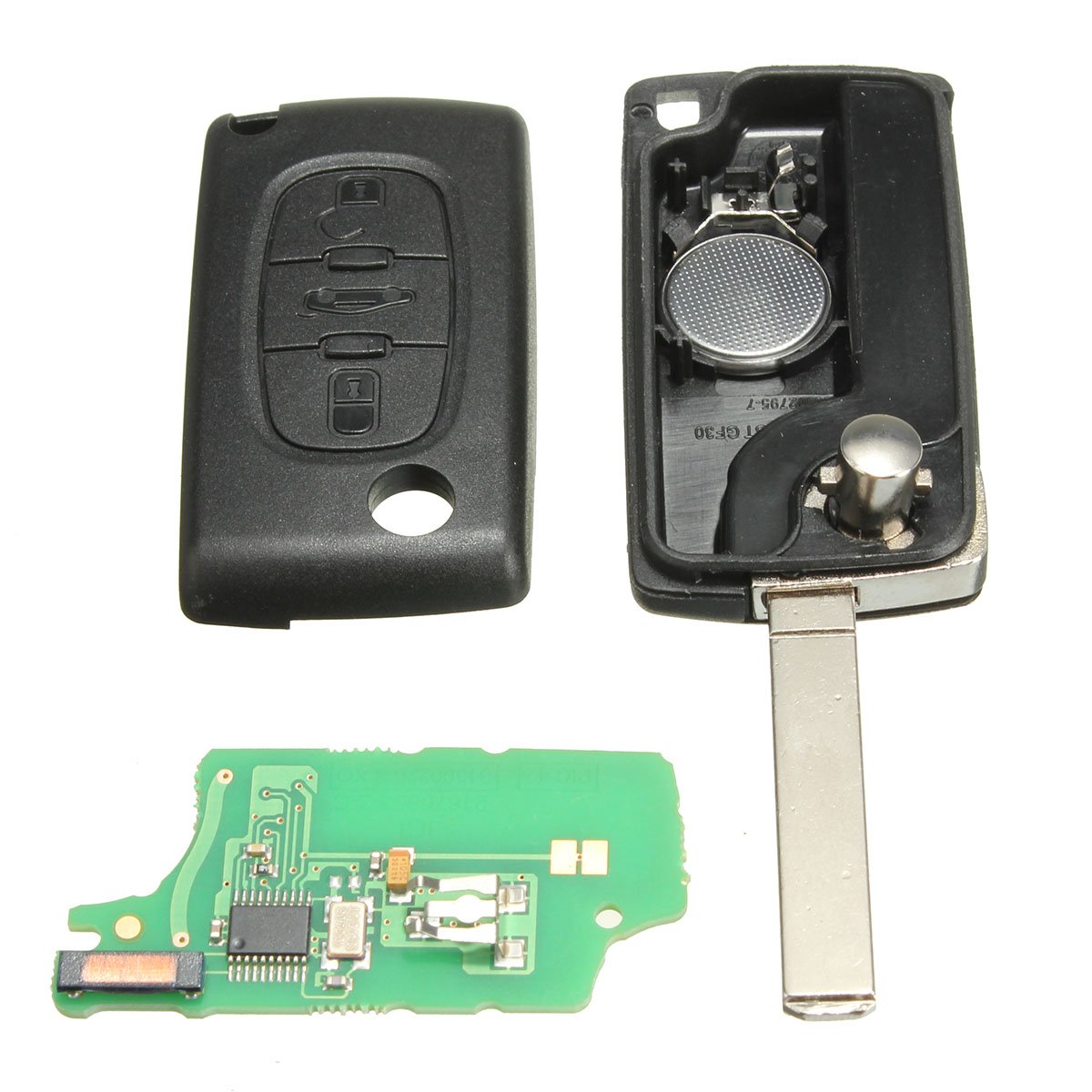 KATUR 433 MHz 3 Tasten Auto Fernbedienung Key Cover Shell Fall Ersatz mit Akku ID 46 Chip für Peugeot Citroen Berlingo von KATUR