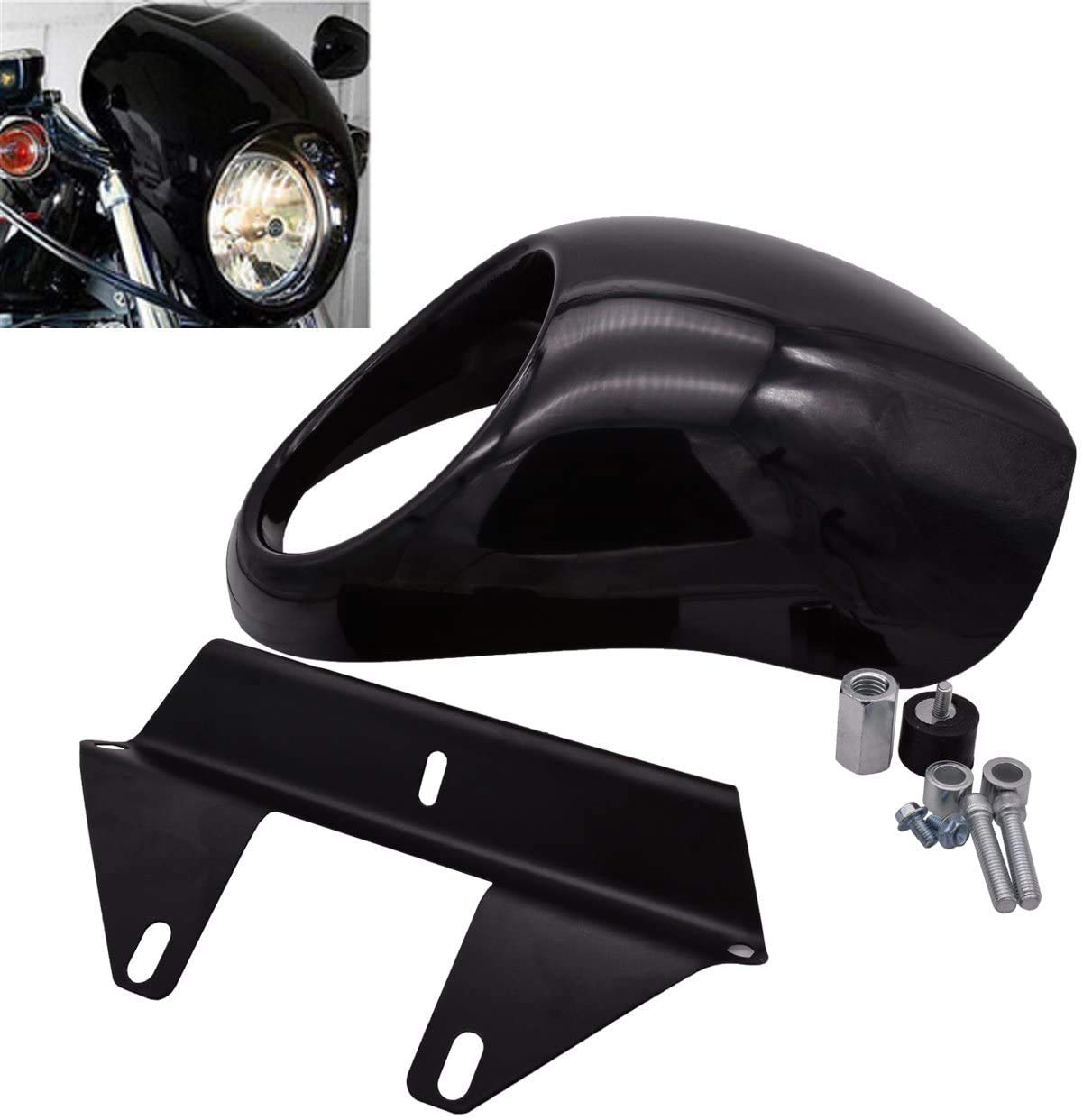 KaTur Motorrad-Scheinwerferverkleidung für Frontscheinwerfer, mit Gabelhalterung für Harley-Davidson Sportster, Café Racer, Drag Bike, Dyna FX/XL ab 1973 KaTur Motorrad-Scheinwerferverkleidung für Frontscheinwerfer, mit Gabelhalterung für Harley-Davidson Sportster, Café Racer, Drag Bike, Dyna FX/XL ab 1973 von KATUR