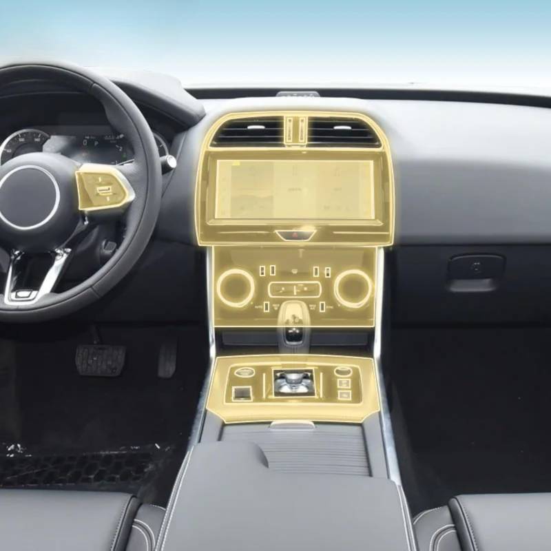 Auto Innenfolie Armaturenbrett Piano Board Shift Mittelkonsole Anti-Kratzer Transparent TPU Schutzfolie für Jaguar XEL 2020-2024 (GPS Navigationsfilm) von Kaecad