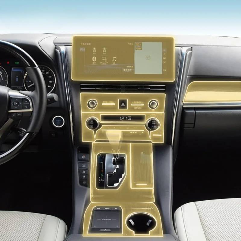 Kaecad Auto Innenfolie Armaturenbrett Piano Board Shift Mittelkonsole Anti-Kratzer Transparent TPU Schutzfolie für Lexus LM 20-2024 (GPS Navigationsfolie) von Kaecad