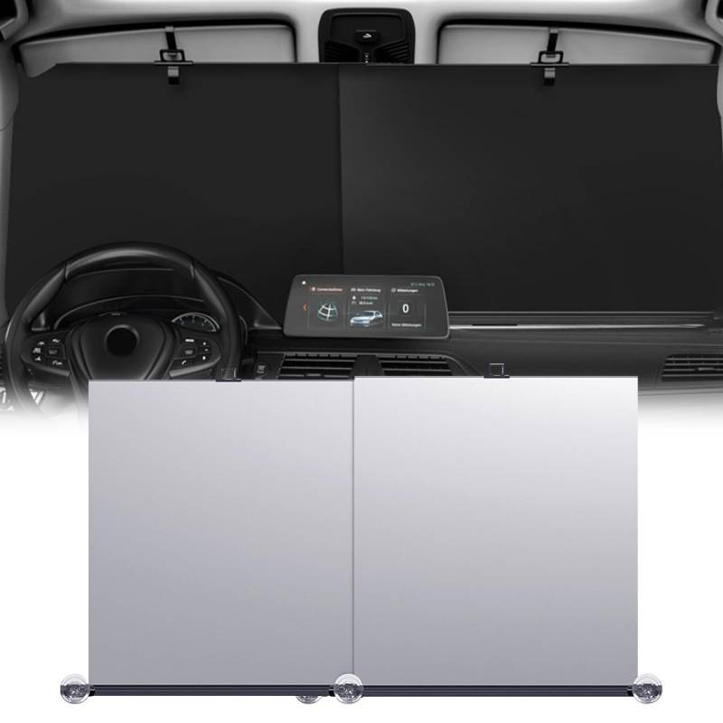 Kaezuy Auto-Sonnenschutz Automatisch Einziehbarer Hitzeschutz Faltbar Mit Saugnapf & Hakenstange Für Verschiedene Automodelle UV-Schutz von Kaezuy