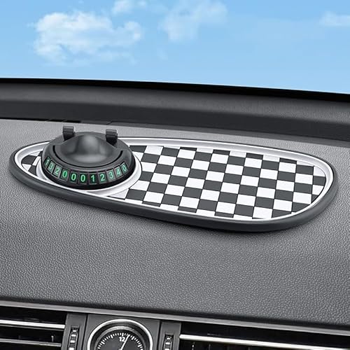 Multifunction Car Anti-Slip Mat Auto Universal Phone Holder, 3 in 1 Antirutschmatte Auto mit Handyhalterung & Parknummer, 360° Drehbar Anti-Rutsch-Armaturenbrett für Handy Schlüssel (Weiß) von Kaezuy