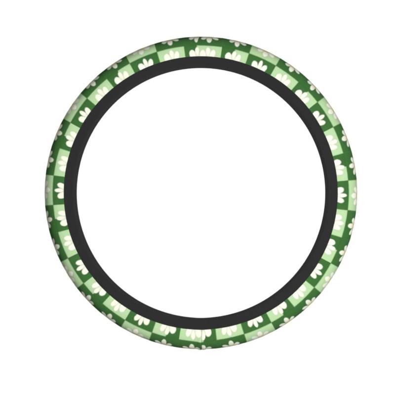 Lenkradbezug aus Neopren, Gänseblümchen, grünes Gitter, Universal-Lenkradbezug, passend für 38,1 cm (15 Zoll) große Autos, SUVs, Vans, rutschfester Schutz für Auto und LKW von Kaifanee