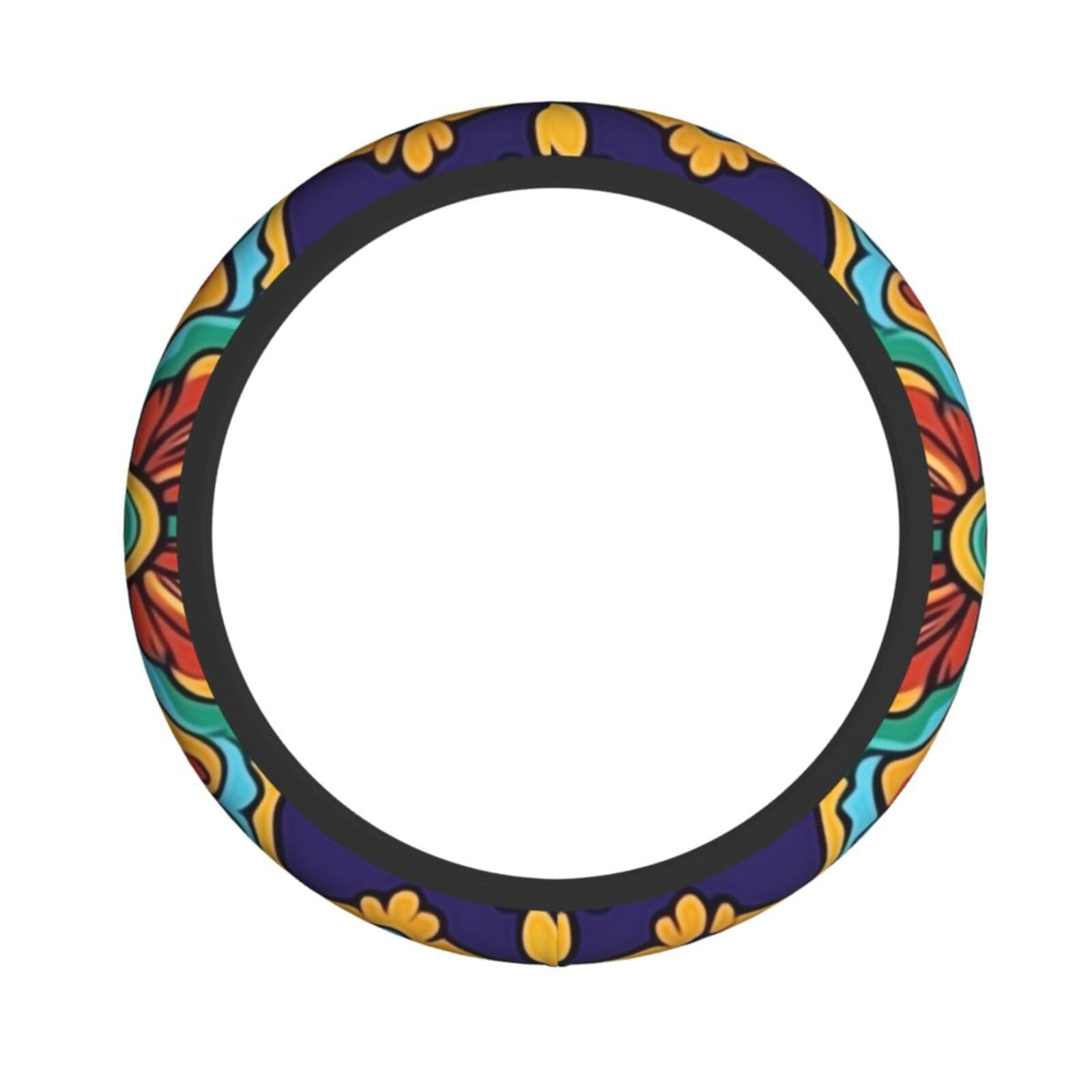 Lenkradbezug aus Neopren, Mandala-Blumen, exotisch, Hippie, Bohemia, Universal-Lenkradbezug, passend für 38,1 cm (15 Zoll) große Autos, SUVs, Vans, rutschfester Schutz für Auto und LKW von Kaifanee