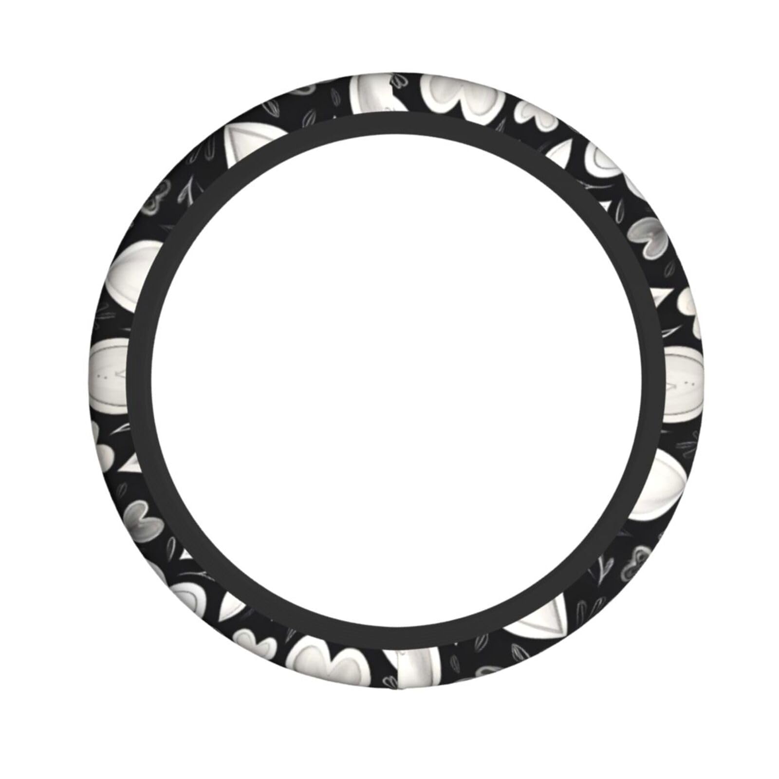 Lenkradbezug aus Neopren, Schwarz und Weiß, Herzen, Universal-Lenkradbezug, passend für 38,1 cm (15 Zoll) große Autos, SUVs, Vans, rutschfester Schutz für Autos und LKWs von Kaifanee