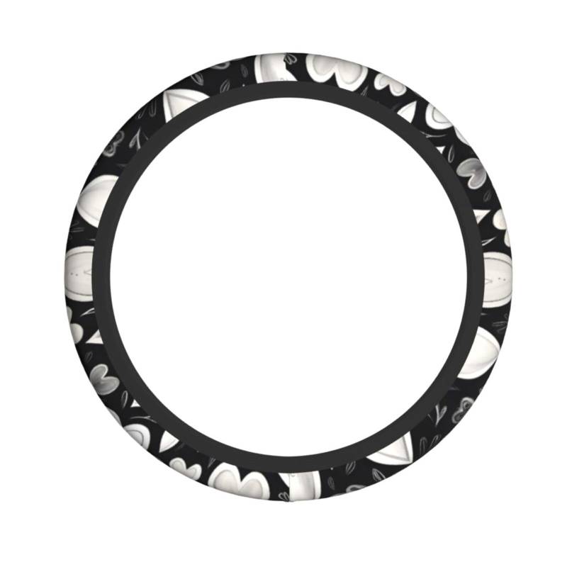 Lenkradbezug aus Neopren, Schwarz und Weiß, Herzen, Universal-Lenkradbezug, passend für 38,1 cm (15 Zoll) große Autos, SUVs, Vans, rutschfester Schutz für Autos und LKWs von Kaifanee