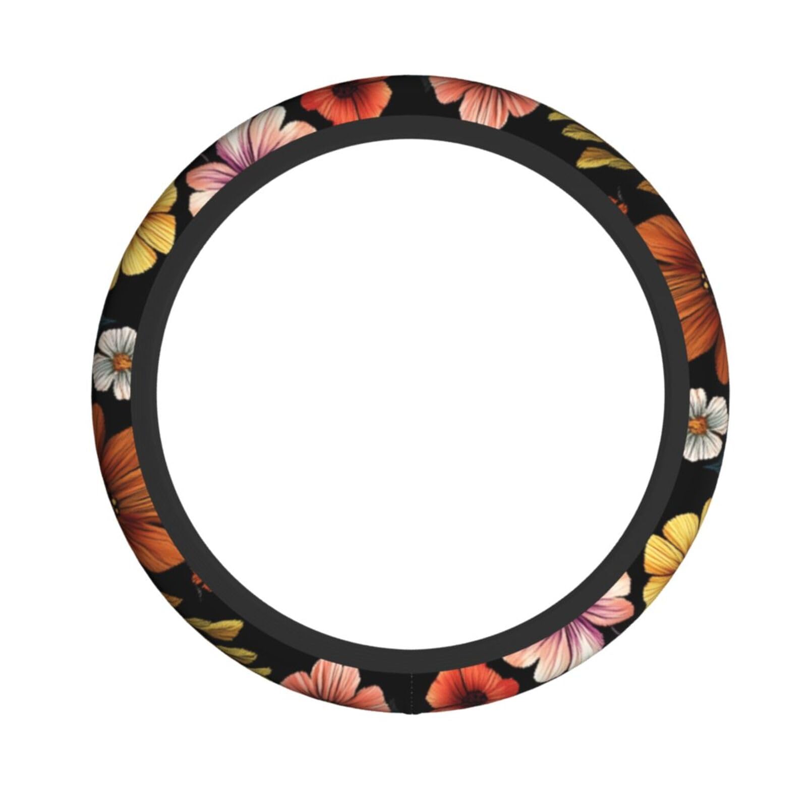 Lenkradbezug aus Neopren, bunt, Blumenblüten, Universal-Lenkradbezug, passend für 38,1 cm (15 Zoll) große Autos, SUVs, Vans, rutschfester Schutz für Auto und LKW von Kaifanee