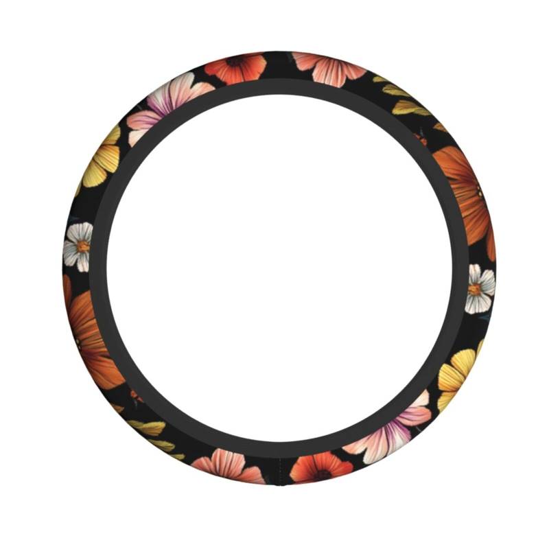 Lenkradbezug aus Neopren, bunt, Blumenblüten, Universal-Lenkradbezug, passend für 38,1 cm (15 Zoll) große Autos, SUVs, Vans, rutschfester Schutz für Auto und LKW von Kaifanee