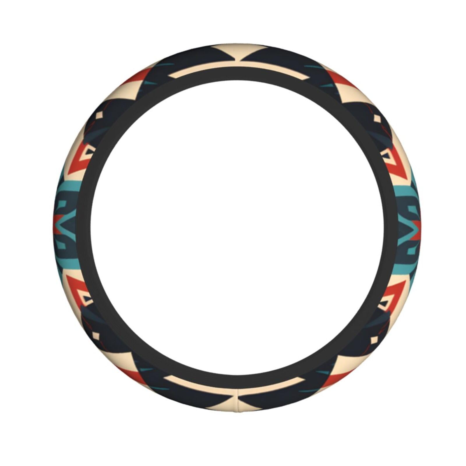 Lenkradbezug aus Neopren, ethnisch, lebendig, Vintage, Bohemian-Stil, symmetrisch, universal, passend für 38,1 cm (15 Zoll) große Autos, SUVs, Vans, rutschfester Schutz für Auto und LKW von Kaifanee