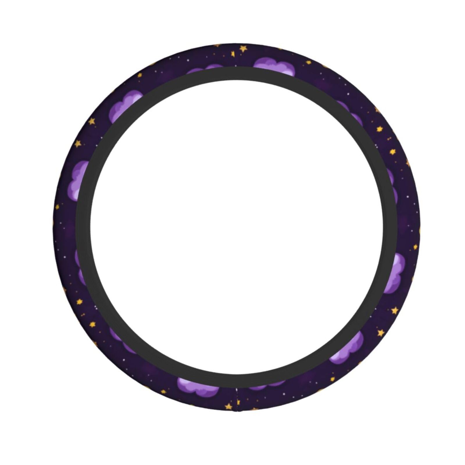 Neopren-Lenkradbezug, Cartoon-Sterne, Wolken, Violett, Universal-Lenkradbezug, passend für 38,1 cm (15 Zoll) große Autos, SUVs, Vans, rutschfester Schutz für Auto und LKW von Kaifanee