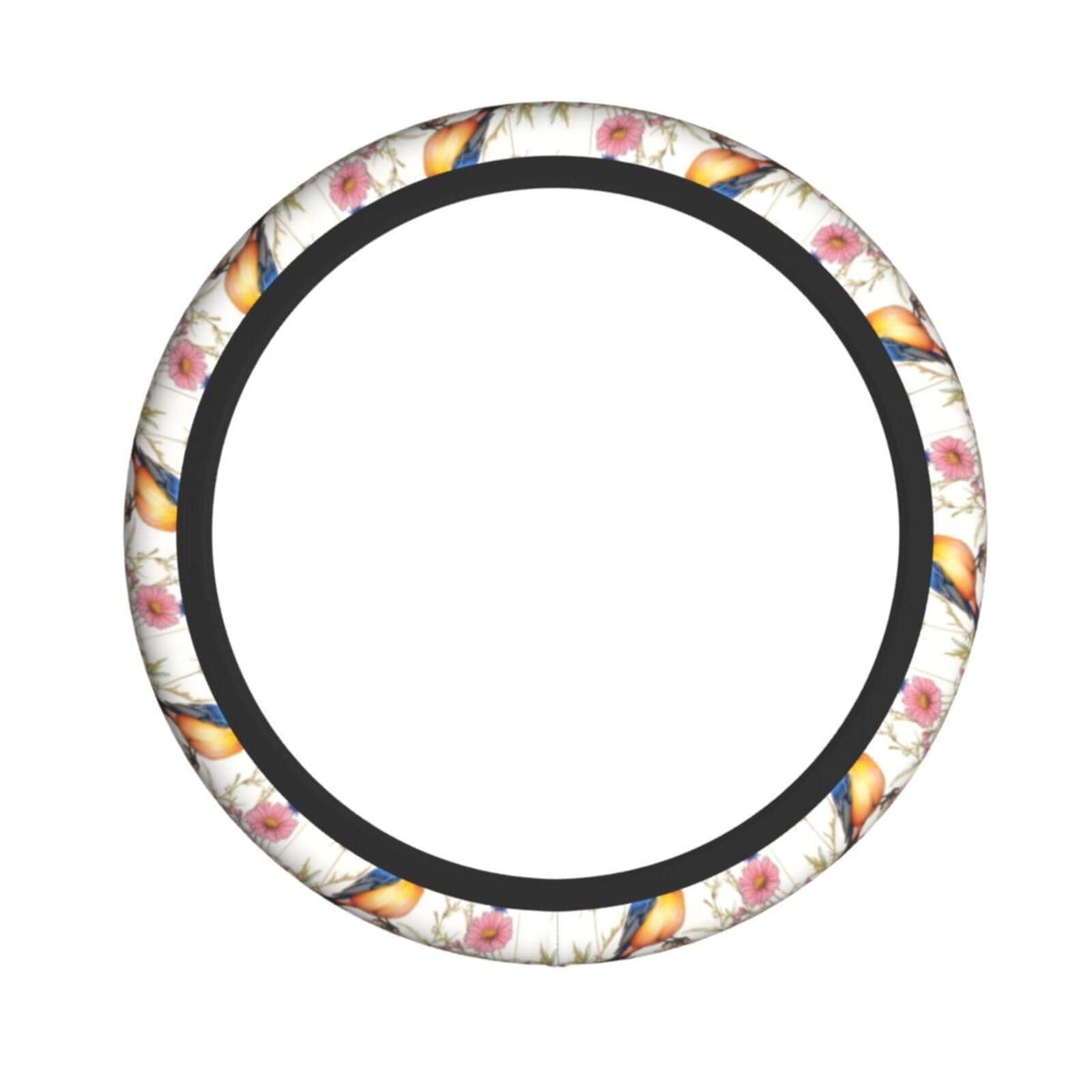 Neopren-Lenkradbezug, Motiv: Blume, Vogel, Bauernhaus, Universal-Lenkradbezug, passend für 38,1 cm (15 Zoll) große Autos, SUVs, Vans, rutschfester Schutz für Autos und LKWs von Kaifanee