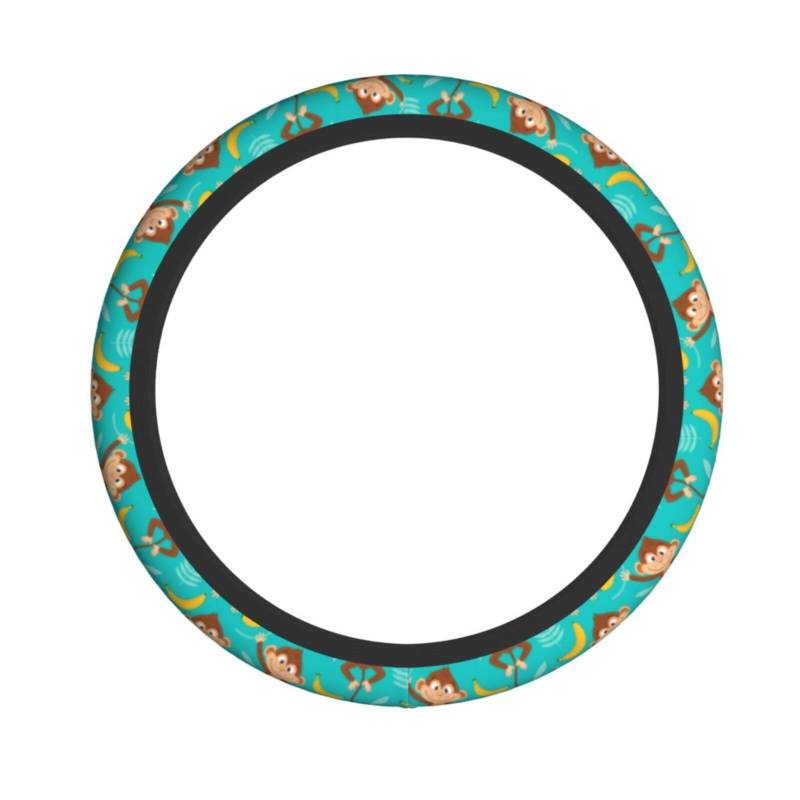Neopren-Lenkradbezug, Motiv: Lovely Monkey Banane, Universal-Lenkradbezug, passend für 38,1 cm (15 Zoll) große Autos, SUVs, Vans, rutschfester Auto-LKW-Schutz von Kaifanee