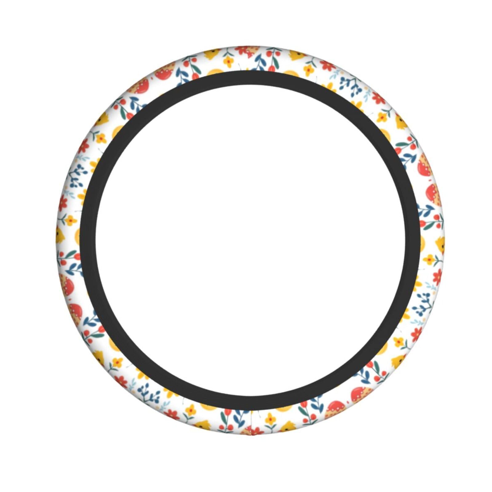 Neopren-Lenkradbezug, Oster-Blumeneier, Küken, Universal-Lenkradbezug, passend für 38,1 cm (15 Zoll) große Autos, SUVs, Vans, rutschfester Auto-LKW-Schutz von Kaifanee