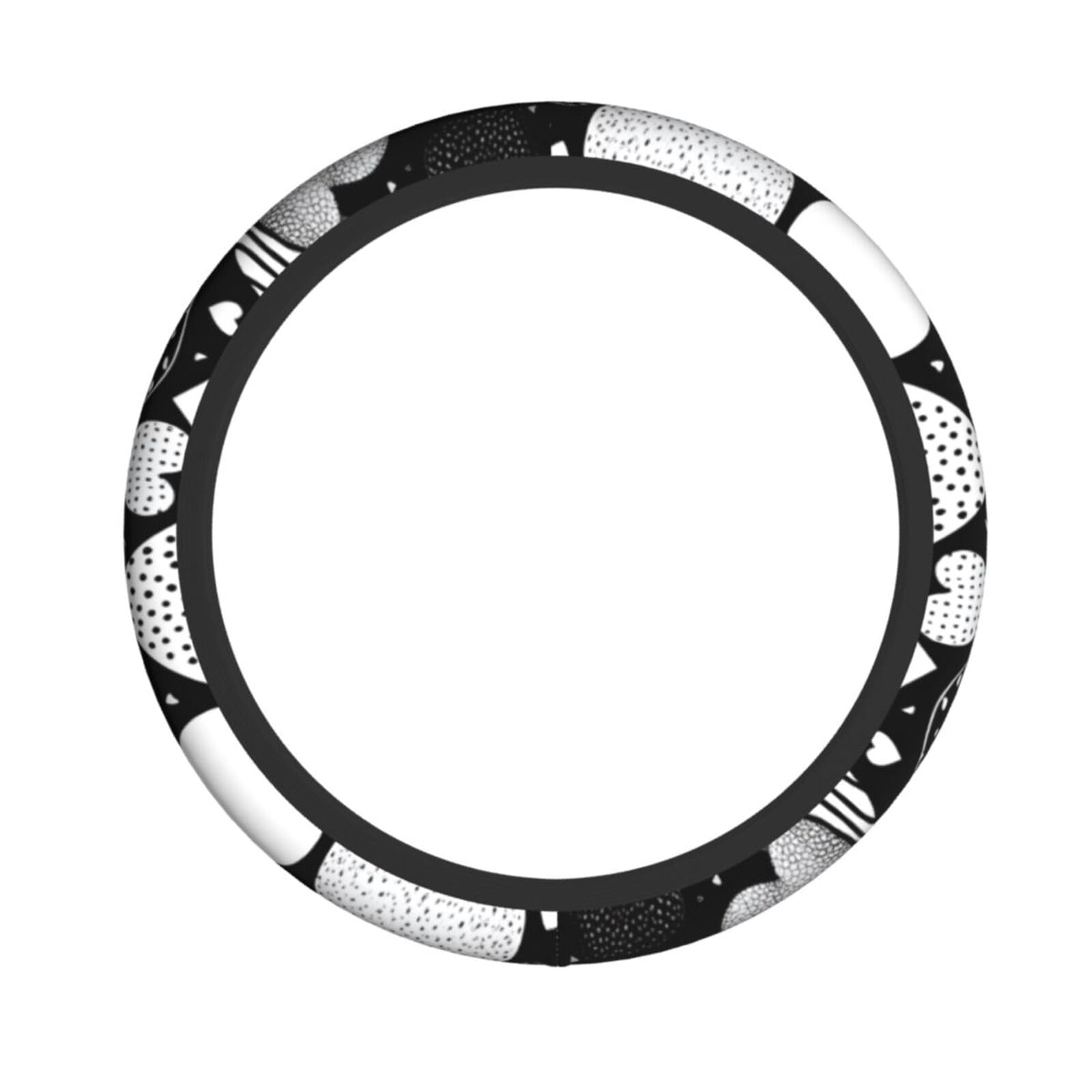 Neopren-Lenkradbezug, Schwarz und Weiß, abstraktes Liebesherz, Universal-Lenkradbezug, passend für 38,1 cm (15 Zoll) große Autos, SUVs, Vans, rutschfester Auto-Lkw-Schutz von Kaifanee