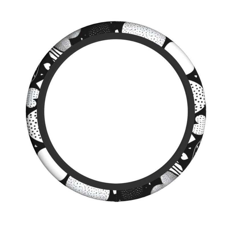 Neopren-Lenkradbezug, Schwarz und Weiß, abstraktes Liebesherz, Universal-Lenkradbezug, passend für 38,1 cm (15 Zoll) große Autos, SUVs, Vans, rutschfester Auto-Lkw-Schutz von Kaifanee