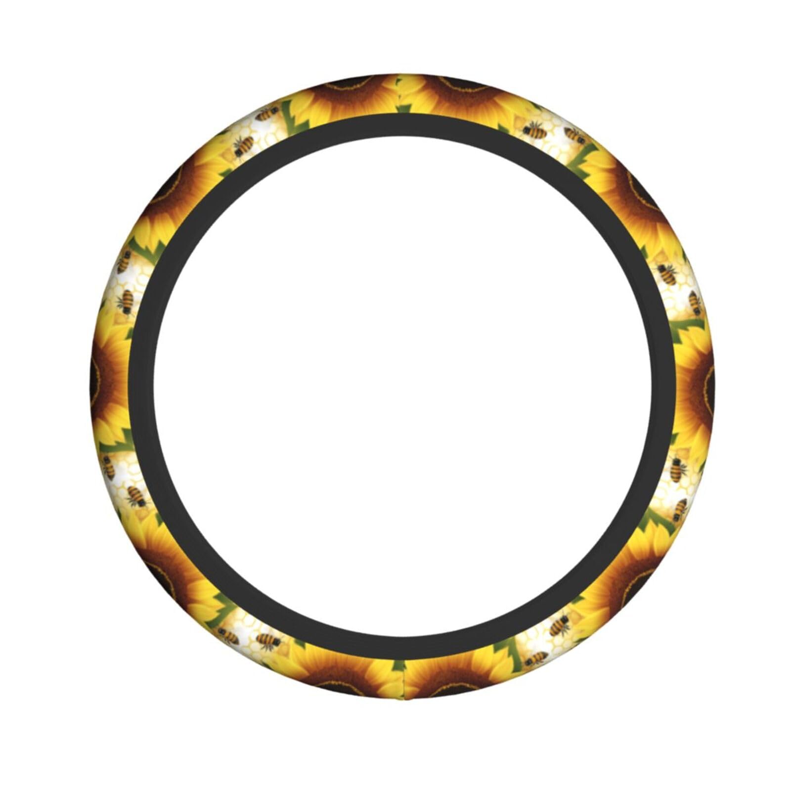 Neopren-Lenkradbezug, Sonnenblumen-Bienen, Universal-Lenkradbezug, passend für 38,1 cm (15 Zoll) große Autos, SUVs, Vans, rutschfester Auto-Lkw-Schutz von Kaifanee